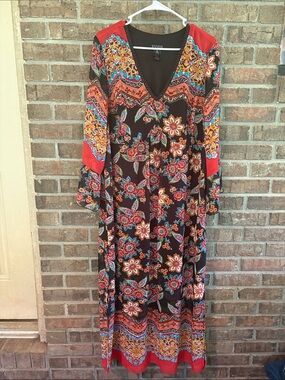 en focus studio maxi dress EN FOCUS STUDIO Size 8 Maxi Dress Black Floral Lace Beige Lining Sleeveless